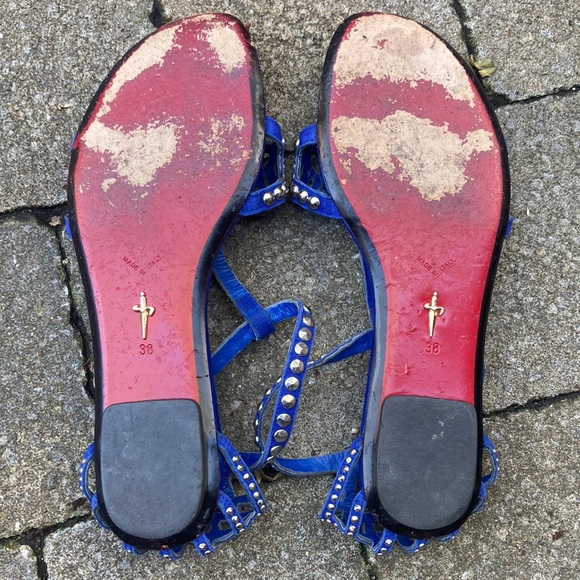 CESARE PACIOTTI studded blue sandals size 37 *as is - Picture 7 of 7